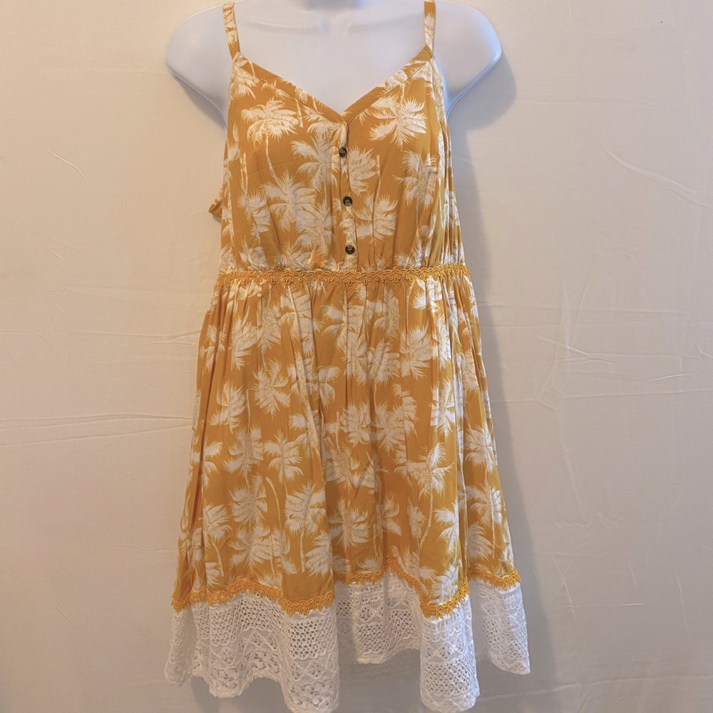 A.N.A Sleeveless Yellow Palm Print Midi Sundress Size 0X